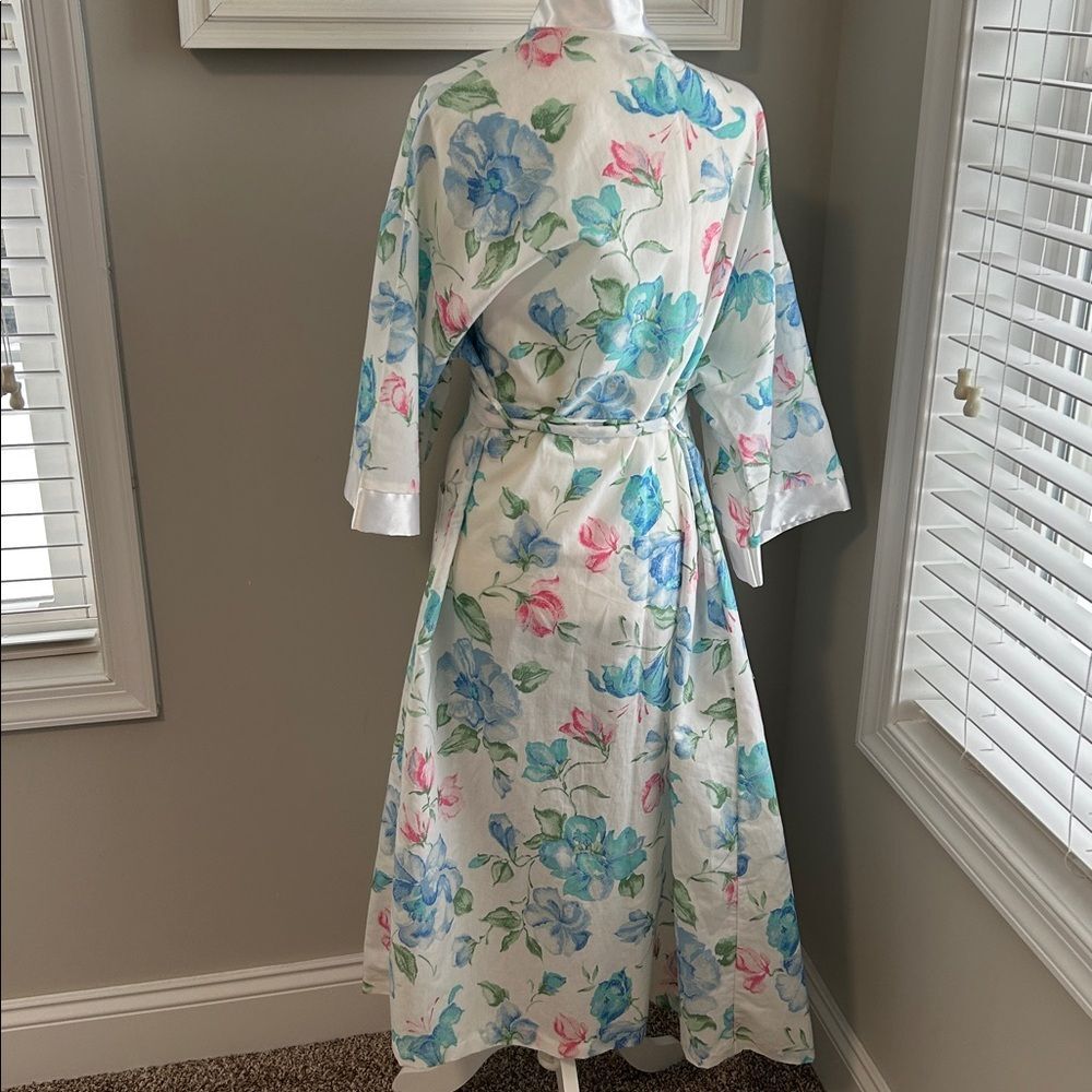 Vintage Union Label 70s 80s Sears Floral Satin Long Robe with Belt Large - Picture 8 of 11